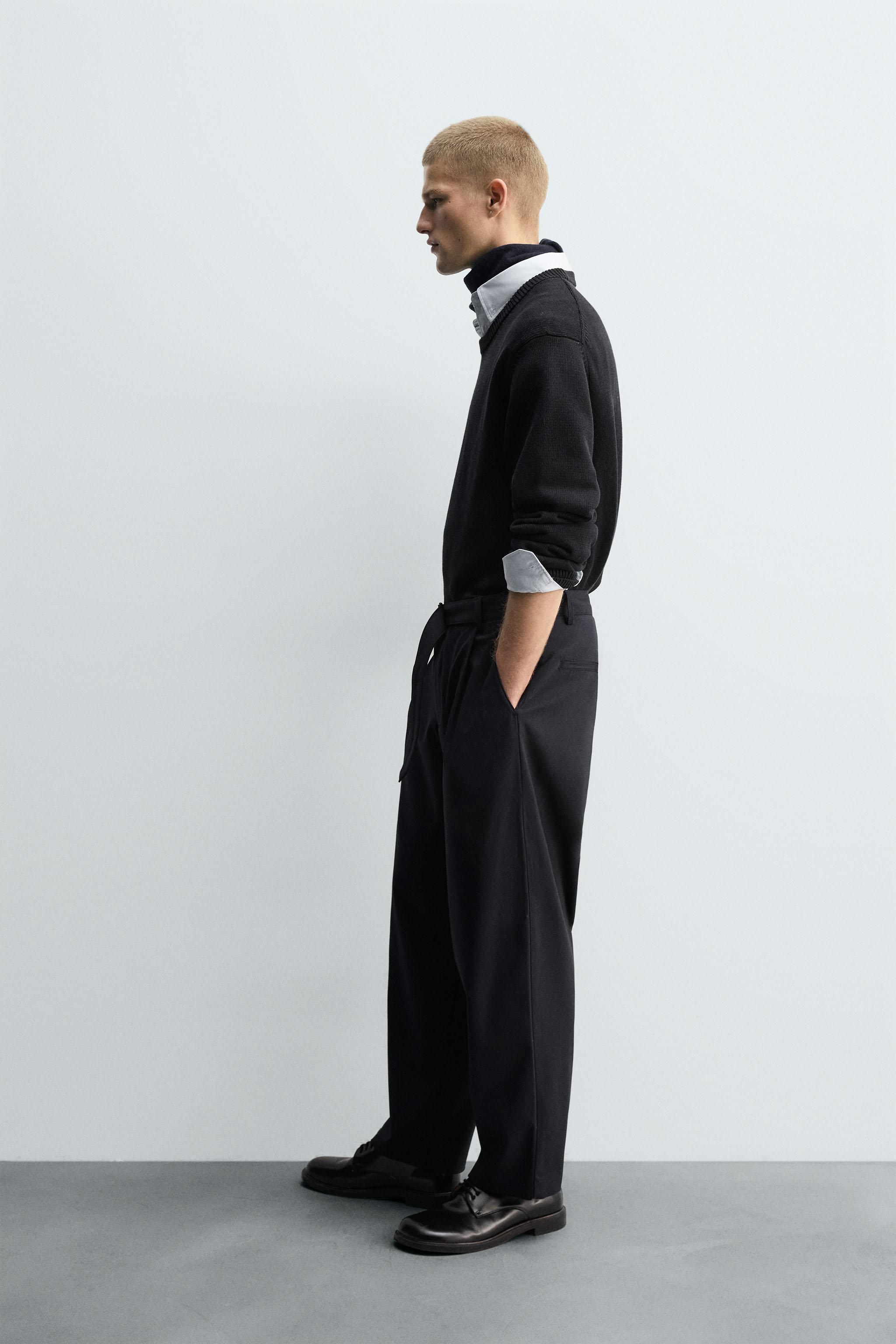 RELAXED FIT BELTED PANTS